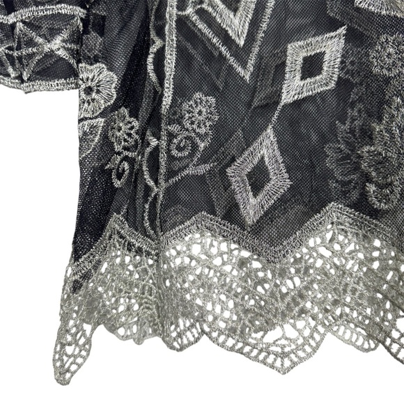 Ultra Pink Mesh Embroidered Tunic Top Size M Gray Silver Fairy Grunge Whimsigoth - Picture 5 of 10